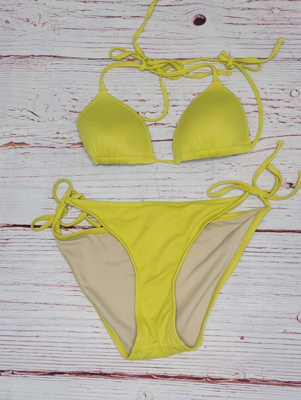 J. Crew Neon Yellow Tie Bikini Size Small